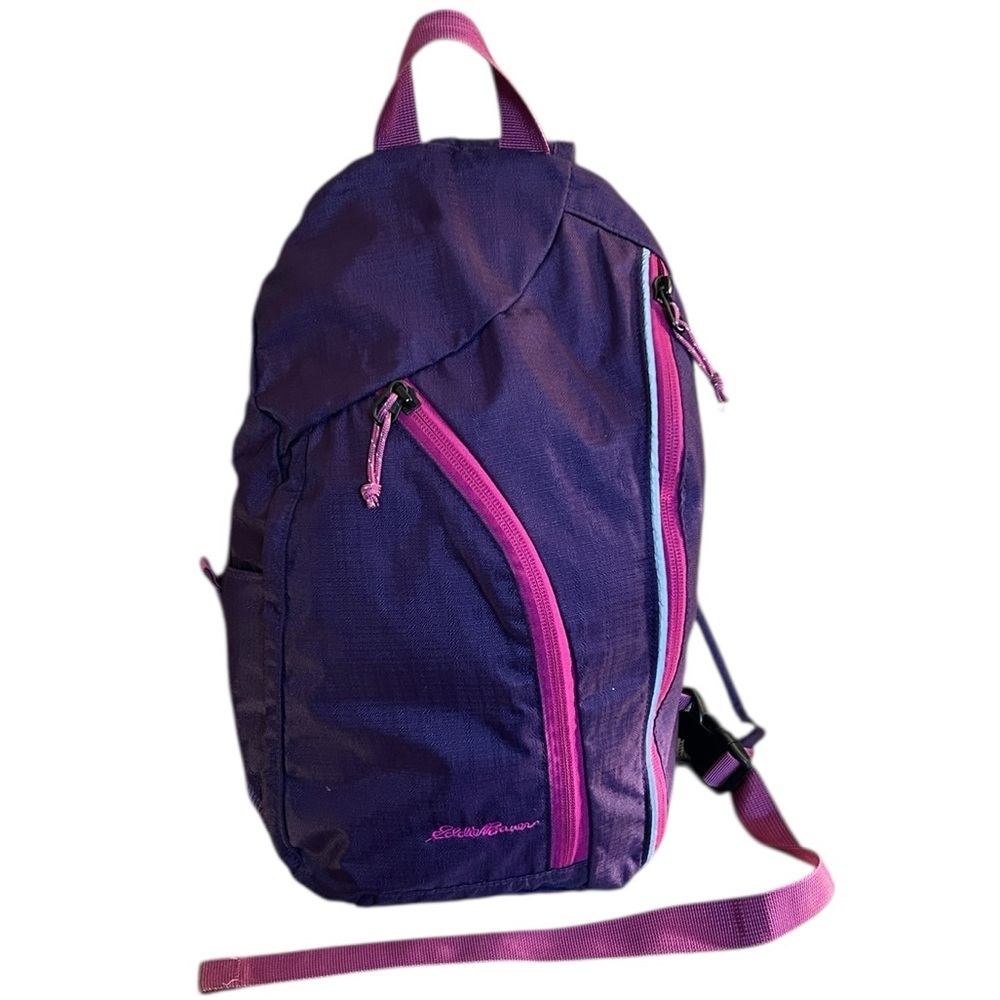 Eddie Bauer Ripstop 8L Sling Pack Travel Bag in Purple with Pink Trim
